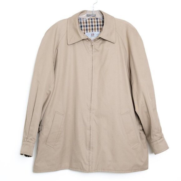 Aquascutum Jacket Zip Up Coat England Plaid Lined Vintage Mens Small - Picture 2 of 16